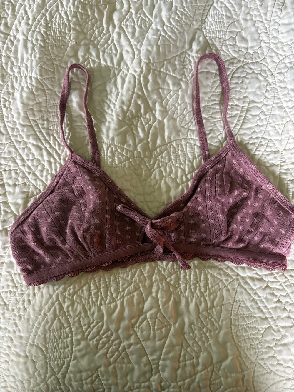 Soft Lace Trim Bralette in Mauve Pink